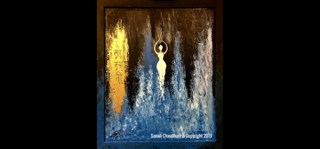 THE RIVER GODDESS, Acrylic on canvas, 34 x 40 inches